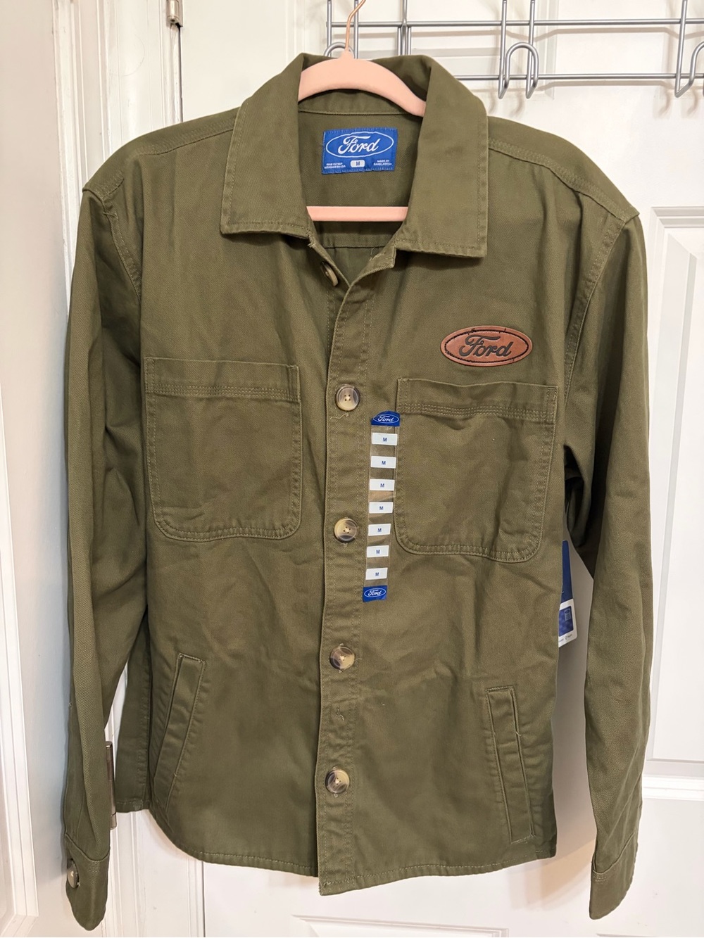 Ford Olive Military-Style Field Jacket with Chest Pockets